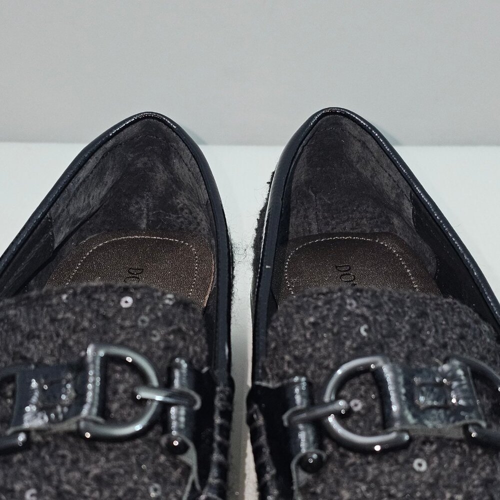 Donald Pliner Helio Lug Sole Loafer Womens 9 Black Boucle Sequined Platform NEW - Picture 7 of 14